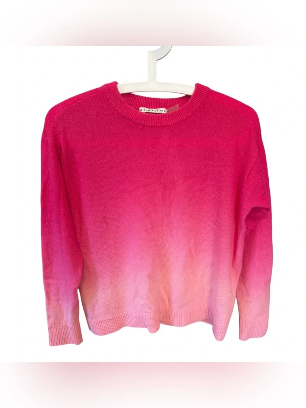 Alice + Olivia Gleeson Dip Dye Pink Ombré Cashmere Sweater
